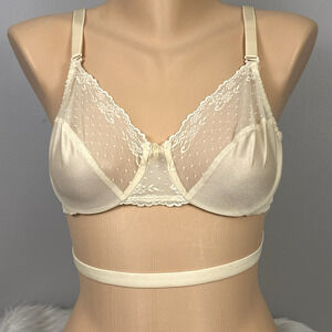 Vintage Backless by Smoothie Bra Size 34C 164 Beige Lace Satin 3 Way Convertible